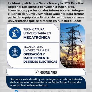 Buscan docentes para tecnicaturas universitarias en Santo Tomé
