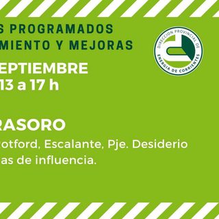 DPEC informa mejoras y mantenimiento en Virasoro este 4 de septiembre
