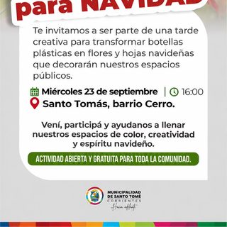 Santo Tomé recicla botellas para hacer flores navideñas