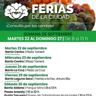 Cronograma semanal de las Ferias de la Ciudad