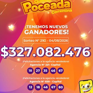 Poceada Correntina repartió $645 millones entre dos apostadores