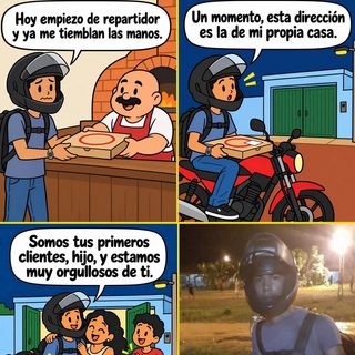 Repartió su primera pizza y era para su propia casa