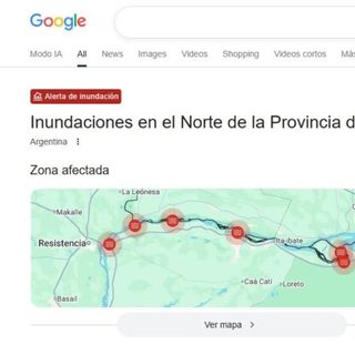 Google activó una alerta de inundación para el norte de Corrientes
