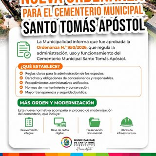 Nueva ordenanza regula el Cementerio Santo Tomás Apóstol