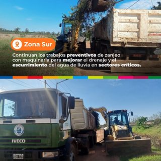 Zanjeos con maquinaria para mejorar el drenaje en zona sur