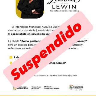 Suspenden la jornada de Laura Lewin en Santo Tomé
