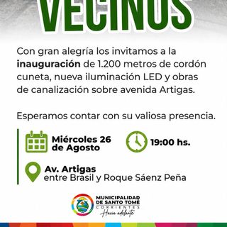 Inauguran obras de cordón cuneta e iluminación LED en Artigas