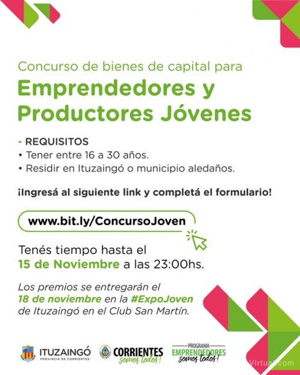 Concurso de bienes de capital para emprendedores y productores jóvenes.