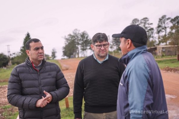 Recorrieron las obras del Arroyo Tapera para supervisar los avances después de estos días de lluvias intensas