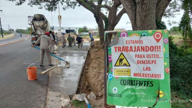 Construyen una dársena vehicular en una transitada avenida de Corrientes