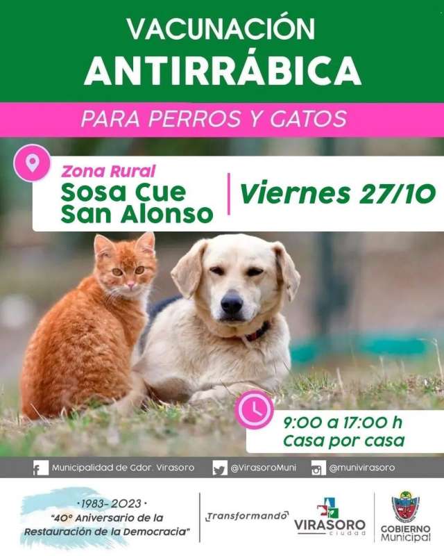 Vacunación antirrábica casa por casa en zona rural