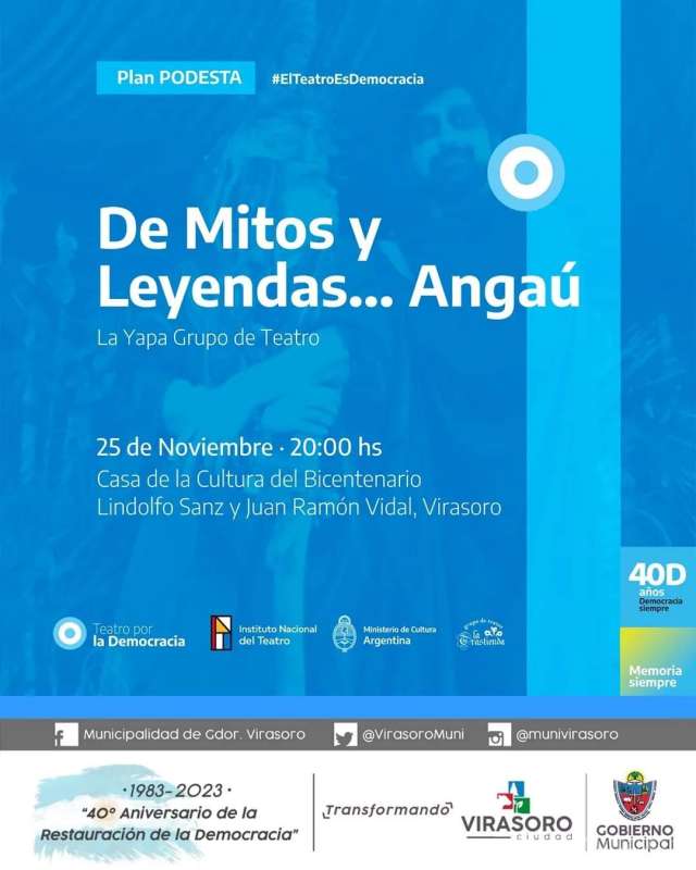 #Cultura : El sábado 25/11 te invitamos a disfrutar de la obra teatral De Mitos y Leyendas