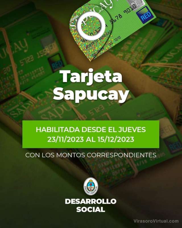La tarjeta #Sapucay estará habilitada a partir del jueves, 23 de noviembre,