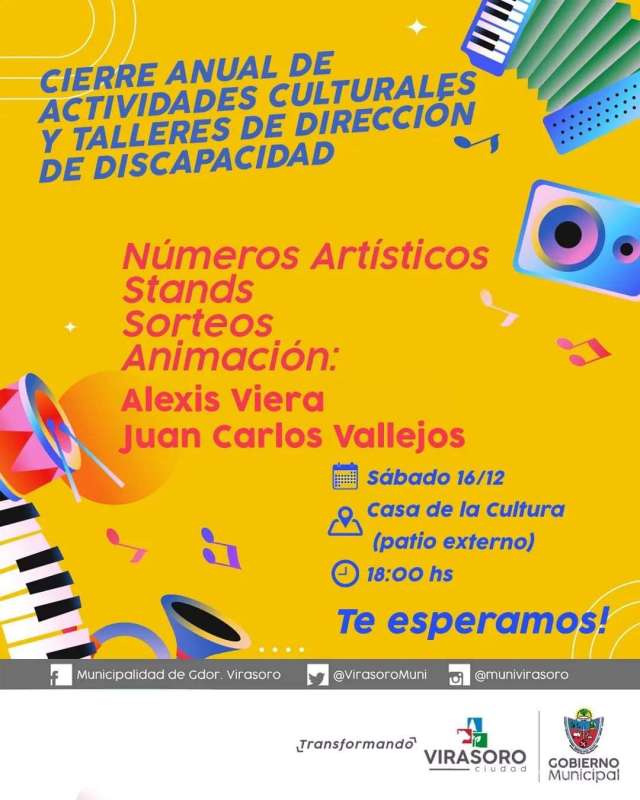 #Cultura :  Te invitamos al cierre al cierre anual de actividades culturales.