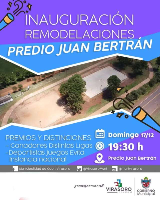 Deportes: El domingo 17/12 Inauguran las remodelaciones del predio deportivo Juan Bertran