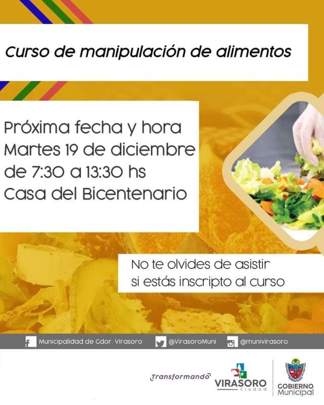 #Atención :Curso de Manipulación de Alimentos