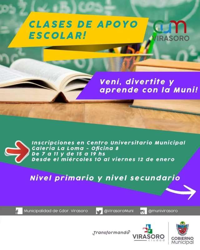 Desde el próximo martes 16 de enero arrancan con clases de apoyo #gratuitas