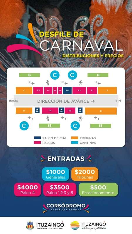Desde la Municipalidad, te comparten la información sobre los precios y la ubicación de los Carnavales
