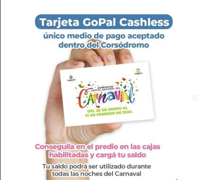 La tarjeta GoPal Cashless será el único medio de pago en el Corsódromo Nolo Alías