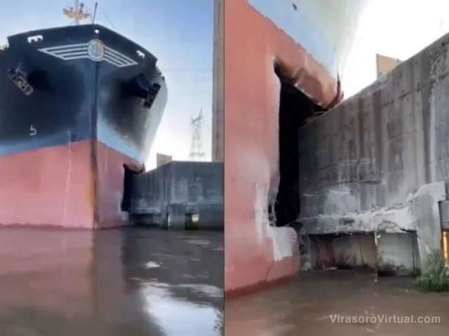Un barco con bandera liberiana chocó contra uno de los pilotes del puente Zárate-Brazo Largo,