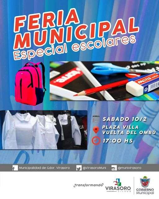 El sábado 10/02 la #FeriaMunicipal estará en la Plaza Villa Vuelta del Ombú,