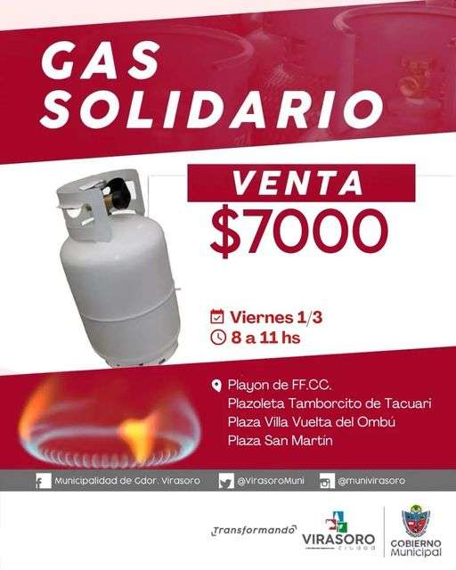El #gas solidario estará el viernes 1/03 en los siguientes lugares:
