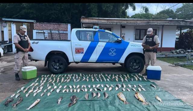 La Prefectura Naval Argentina decomisó más de 170 kilos de pescado en Ituzaingó,