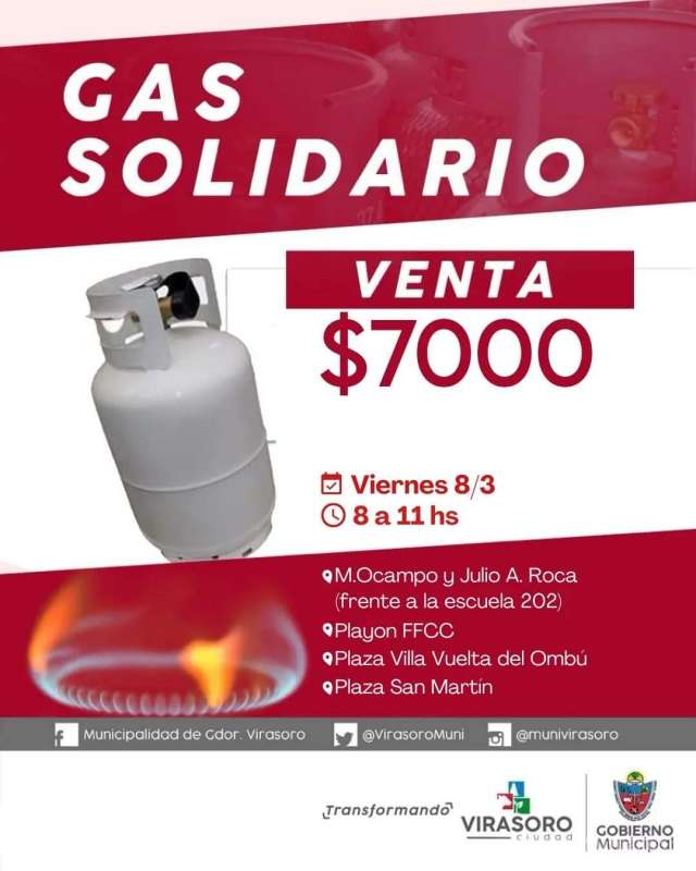 El viernes 8/3 el #gassolidario estará en los siguientes lugares: