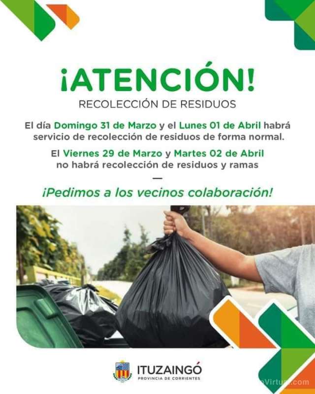 RECOLECCIÓN DE RESIDUOS SEMANA SANTA: