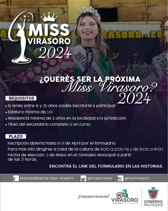 Se viene una nueva edición de #MissVirasoro y vos podes ser la próxima #reina