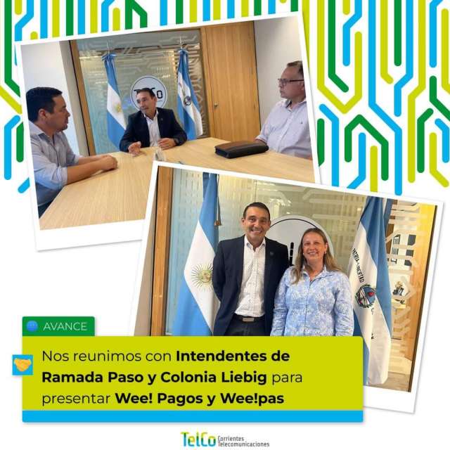 El presidente de TelCo,  Manuel Valdés, se reunió con los intendentes de Ramada Paso y Colonia Liebig