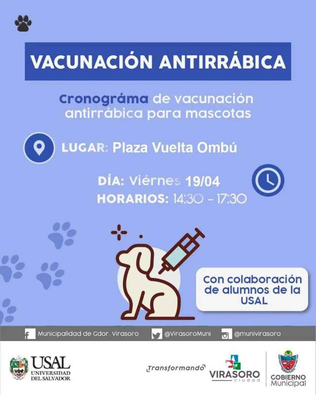 El viernes 19/4 continúa la campaña de vacunación antirrábica