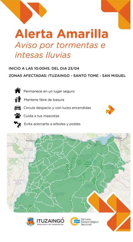 Atención vecinos:  El Servicio Meteorológico Nacional ha emitido una alerta por tormentas