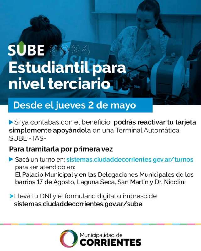Sube para terciarios