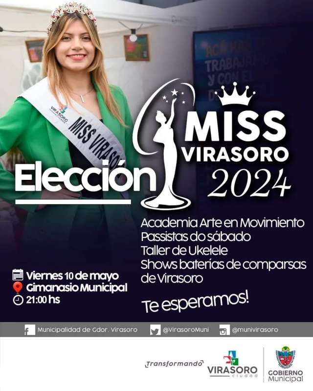 El viernes 10 de mayo te esperan para el día tan esperado, la Elección de #MissVirasoro 2024