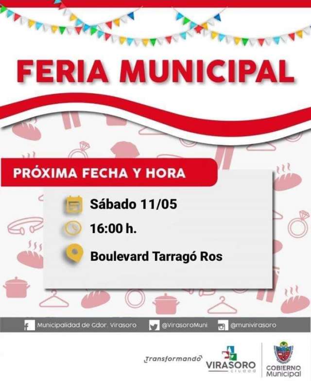 El sábado 11/5 la FeriaMunicipal estará en el Boulevard Tarragó Ros