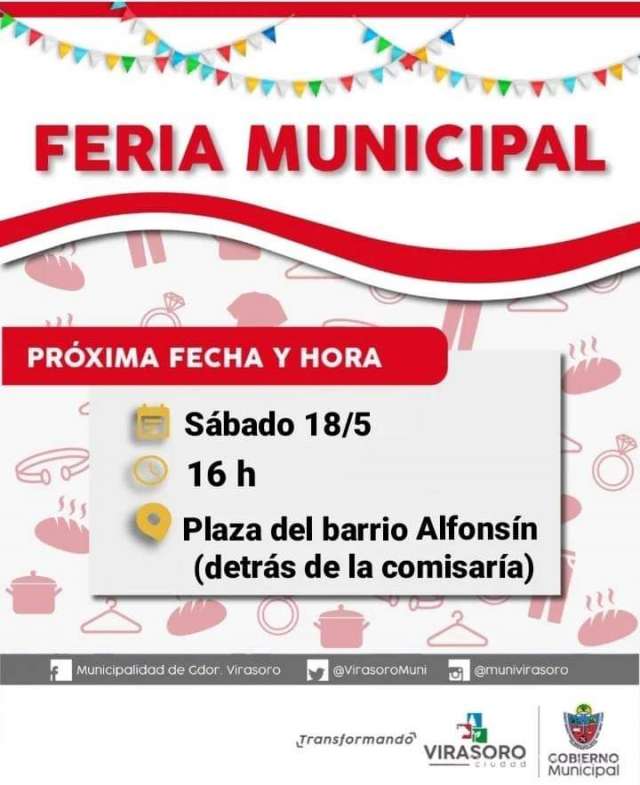 El sábado 18/5 la Feria Municipal estará en el barrio Alfonsín