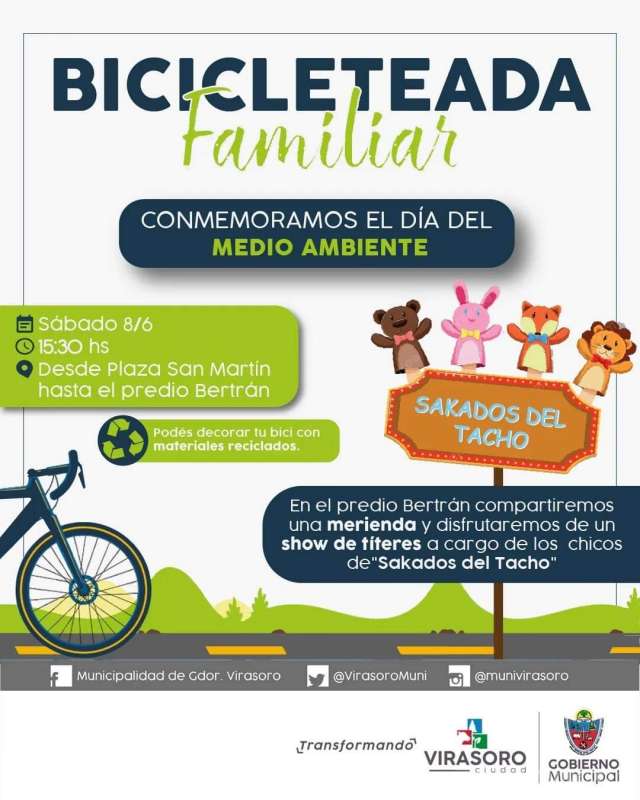 El sábado 8/7 conmemoraran el Día del Medio Ambiente con una bicecleteada familiar