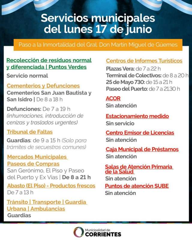 Servicios de los feriados