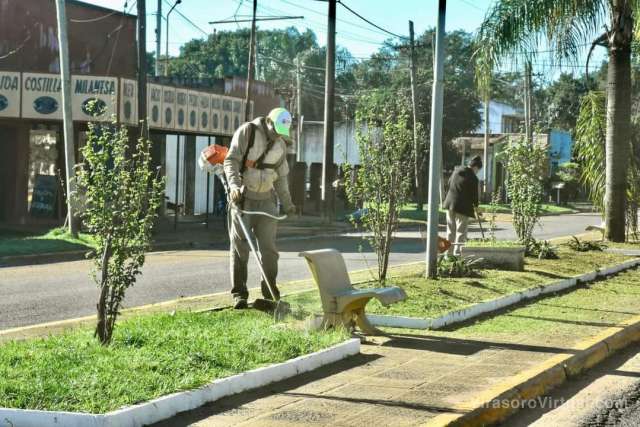 Se están llevando a cabo trabajos de limpieza y parquizado en el Boulevar de Av. de las Américas