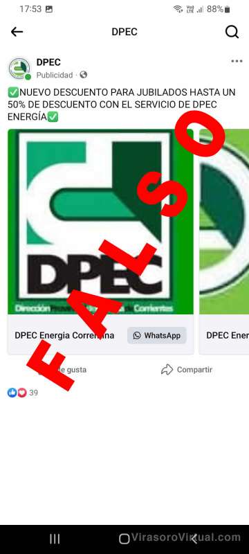 DPEC informa que es FALSA una propuesta de descuento