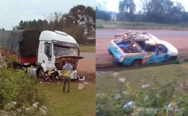 Un camión de gran porte perdió el control y atropelló al personal de seguridad vial en Santo Tomé,