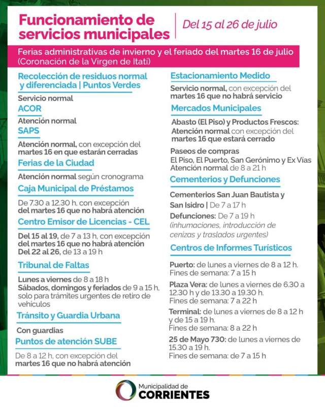Servicios del Feriado