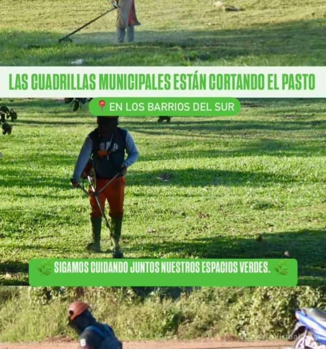 Cuadrillas Municipales cortan el pasto