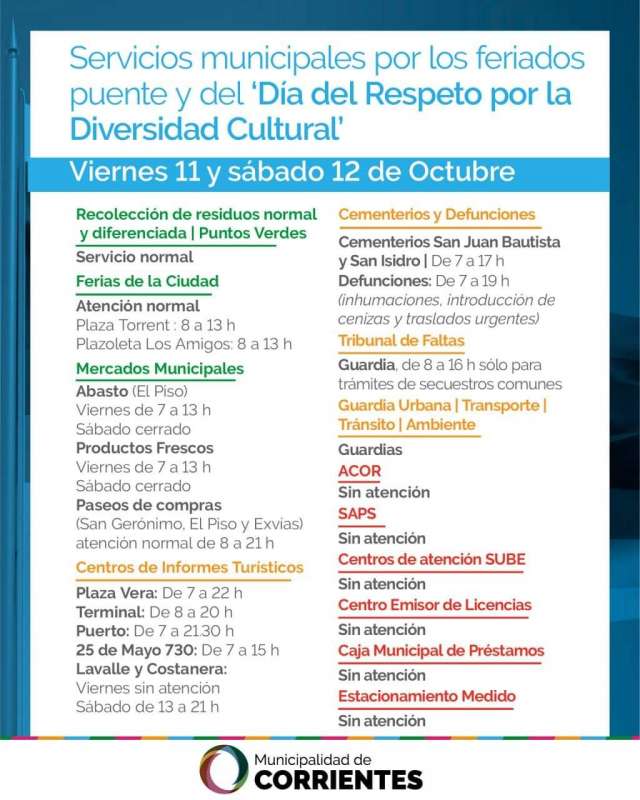 Feriados por el Día de la Raza