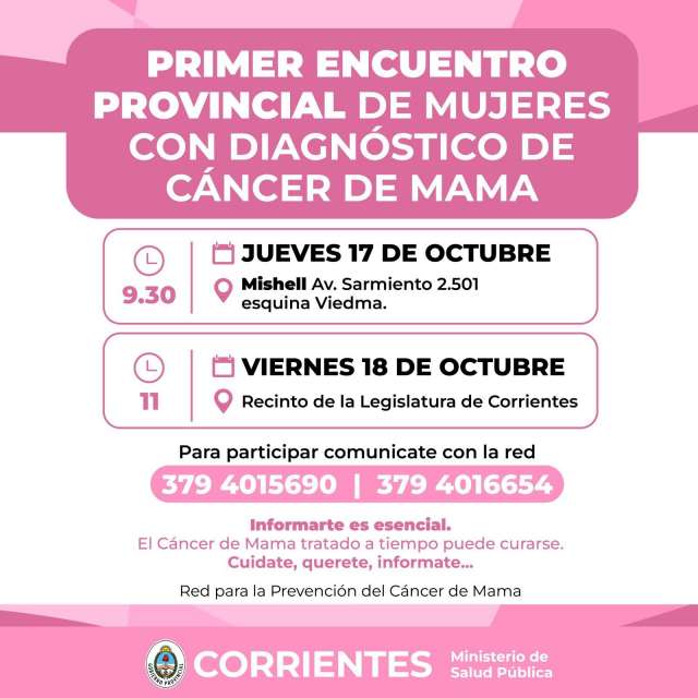 Corrientes organiza el Primer Encuentro Provincial de Mujeres con Diagnóstico de Cáncer de Mama