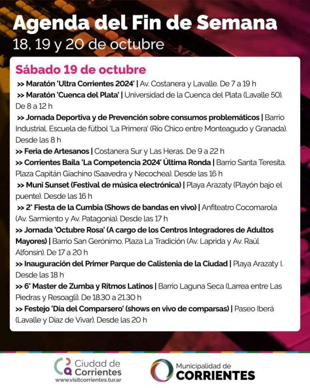 Agenda del fin de semana