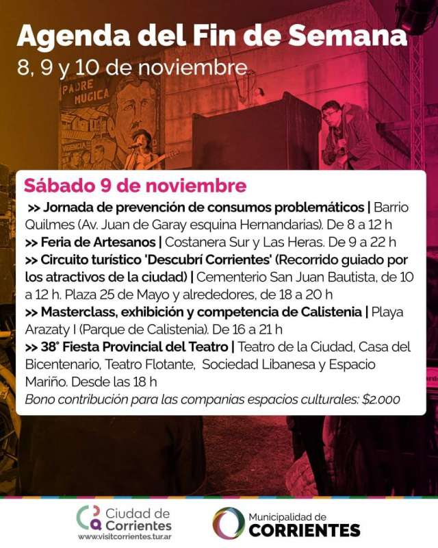Agenda Fin de Semana en Ctes
