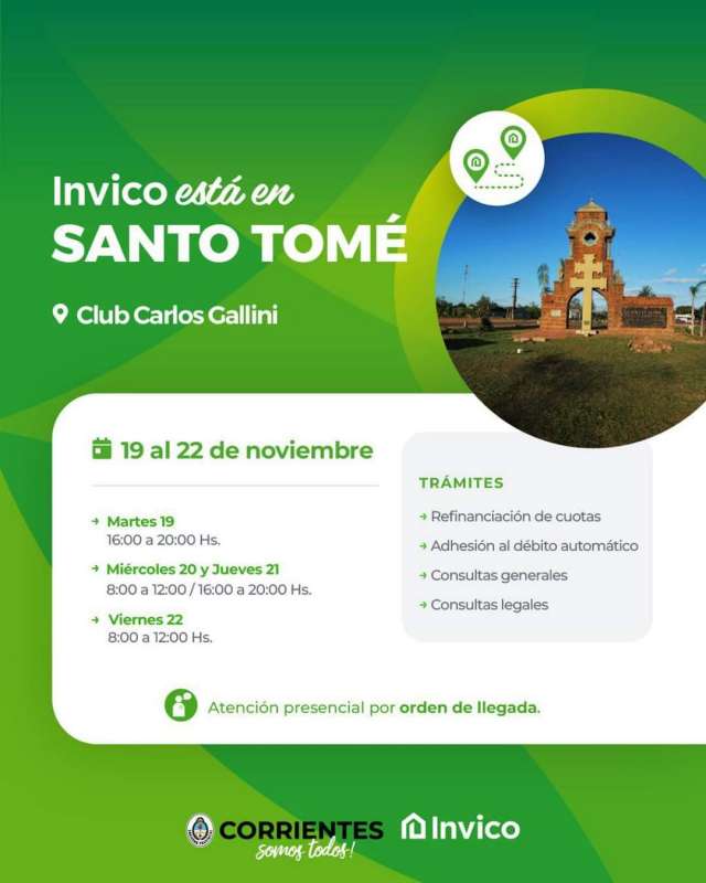 La semana que viene, INVICO estará en Santo Tomé