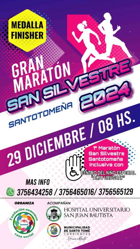 La fundación Sumemos Casa Social y Casa de Hospedaje para el día 29 de diciembre la gran maratón de la San silvestre